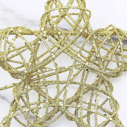 Ponteira Para Árvore De Natal Estrela Rose Com Glitter