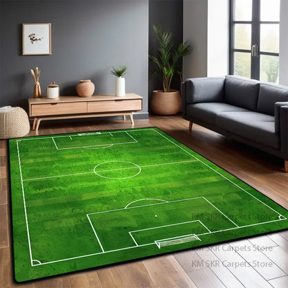 Tapete Campo de Futebol 3d Tapete de campo de futebol verde para quarto, sala de jogos
