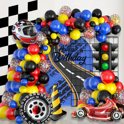 Balão Metal Hot Wheels Redondo Kit de arco de balão de carro de corrida festa Hot Wheels