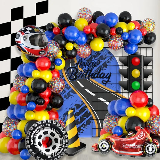Balão Metal Hot Wheels Redondo Kit de arco de balão de carro de corrida festa Hot Wheels