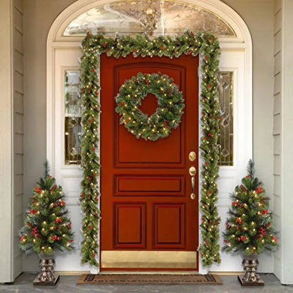 Decoração de Natal, Guirlanda Festão Aramado, 40cm e 60cm, Verde/Vermelho