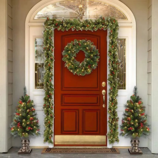Decoração de Natal, Guirlanda Festão Aramado, 40cm e 60cm, Verde/Vermelho