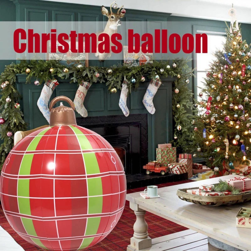 Enfeites de bola inflável de Natal de 60 cm, enfeites de bola infláveis de Natal