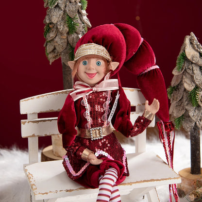 Elfos de Natal, conjunto de 2 bonecos de Elfo Vermelho e Branco, festa de Natal