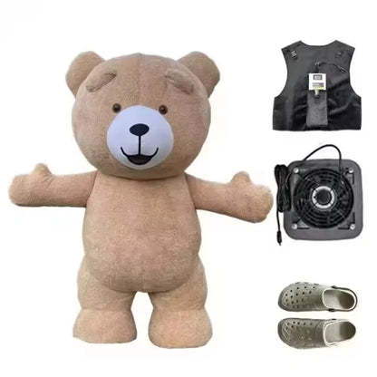 Fantasia Urso Polar Inflável Natal Mascote Traje kit Completo Mascote para Natal