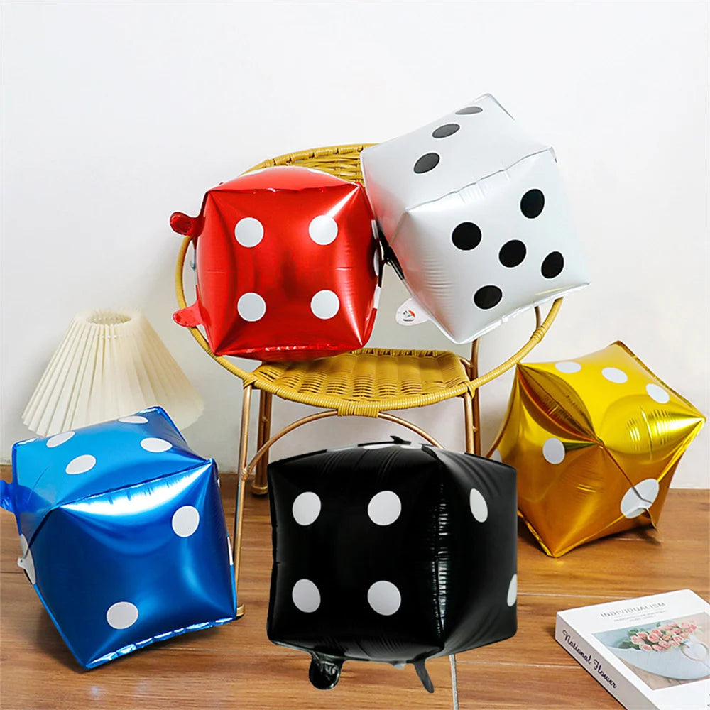 Dados Balão Cubo Dados Folha alumínio Balões Casino Balões Jogando cartas Balões