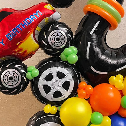 Decoração Festa Hot Wheels Balões de aniversário com tema de carro corrida, decoração