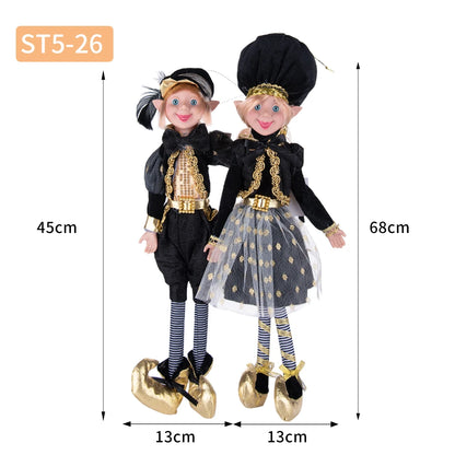 Conjunto de 2 elfos de Natal de 66 cm, adorável elfos vermelhos e verdes para pendurar