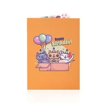 Feliz aniversário 3D gato cartão, Pop Up Card, Melhor presente de aniversário