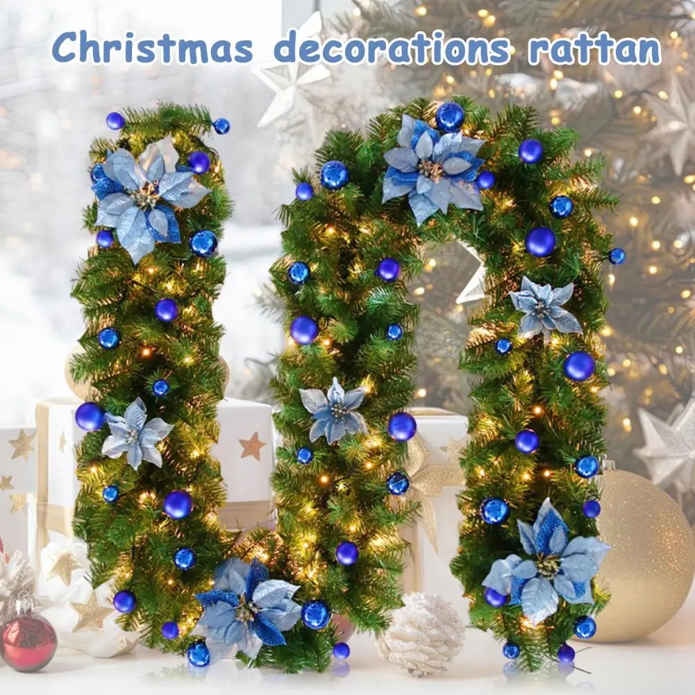 Coroa de vime LED de Natal verde decorativa 2,7 Metro Guirlanda Natal artificial Guirlanda