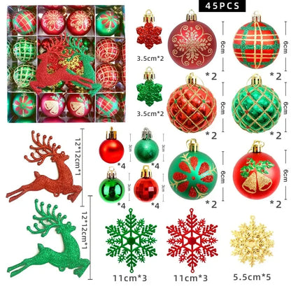 Bola de Natal Conjunto de 45 Peças de Enfeites de Bola de Natal Enfeites de Natal Variados