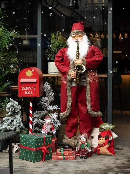Papai Noel Dançante Animado Shopping Em Tamanho Real, Papai Noel Dançante Cantando