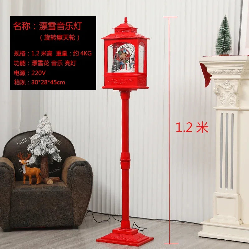 Poste lanterna natal decorativa com luz LED poste decorativo papai Noel Natal Luz e Neve