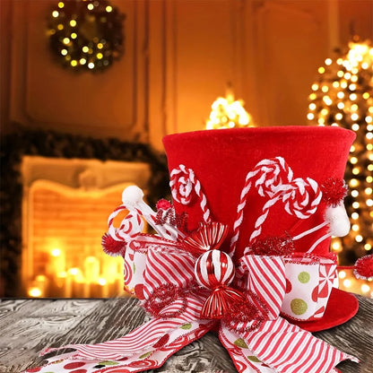 Topo Ponteira Árvore de Natal Chapéu Dobrável Chapéu de Árvore de Natal de Bengala Doce, Chapéu de Topo