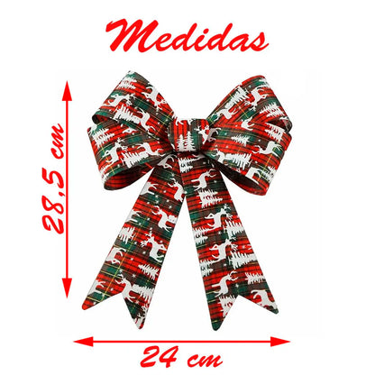 Laço Enfeite Árvore Natal Kit 1 Enfeites Árvore Natal Laço Decorado Figuras Natalinas 28.5cm