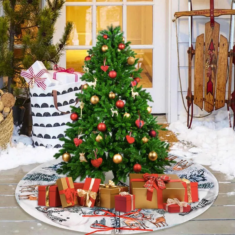 Saia para árvore de Natal, 75 até 122 cm, boneco de neve, rena, floco de neve, saia clássica