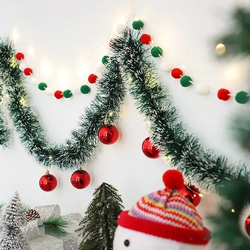 Guirlanda de Natal artificial (Verde/Comprido) Kit 10 Festão Grosso Verde Nevado 2mX20cm