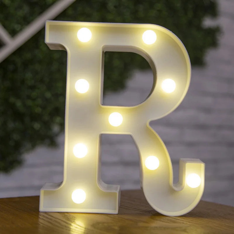 Letras de LED para letreiros, 26 letras iluminadas do alfabeto, luzes LED alimentadas