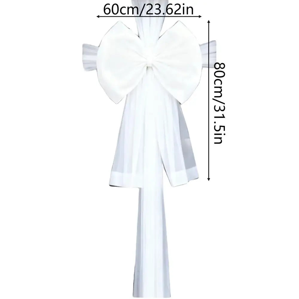 Laços grandes de banco de casamento com caudas longas 60x80cm, decorações corredor