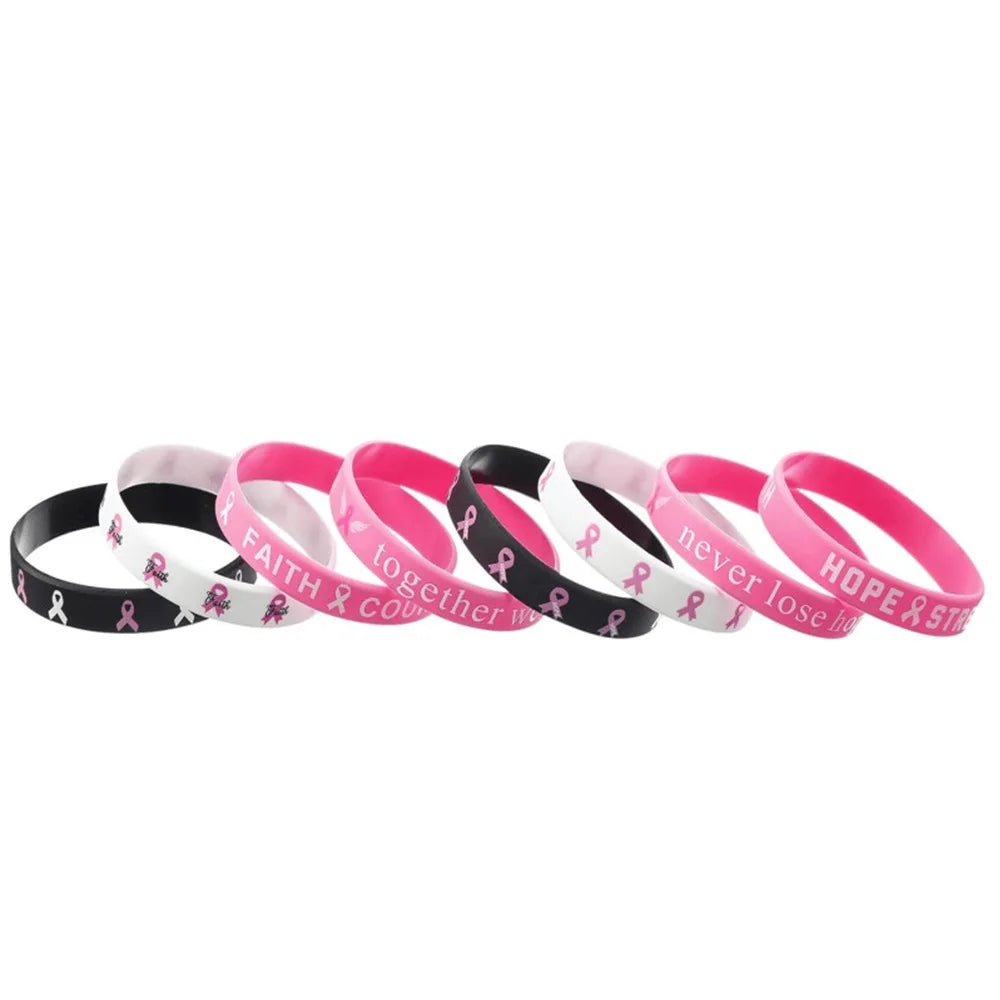 Pulseira de gel outubro rosa Pulseiras de conscientização do câncer mama pulseira silicone