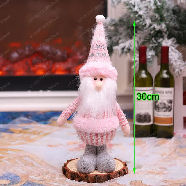 Boneco Papai Noel Figura de Papai Noel Bonita em Pé, Colecionável, Boneca de Papai Noel para Mesa de Escritório, Lantejoulas Prateadas