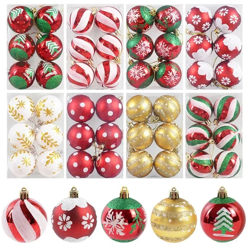 Bola Árvore de Natal Colorida Pintura 24 Peças de Enfeites de Bola de Natal, 6 cm Enfeites