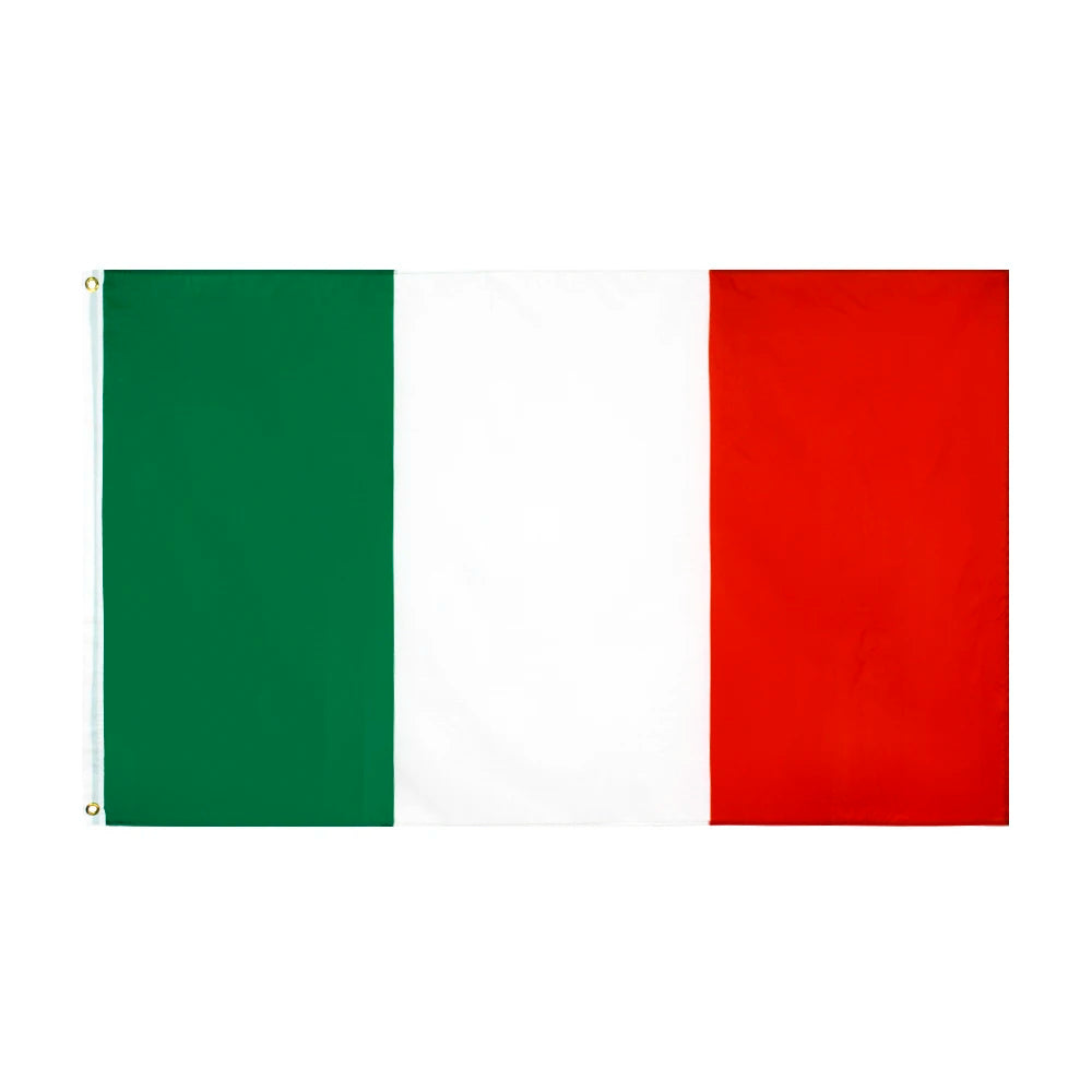 Pacote com 1: bandeira italiana da Itália | 9,5 x 1,5 m | Poliéster 90x150 cm, 2 argolas