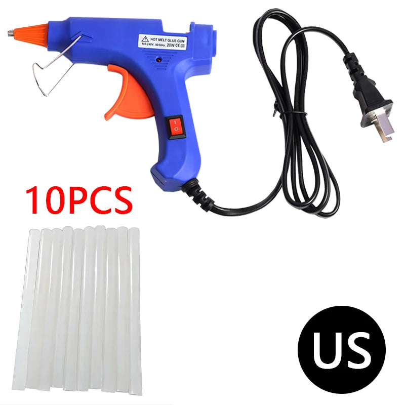 Pistola de cola quente portátil de 20W com 12 bastões de cola portátil Mini pistola de cola