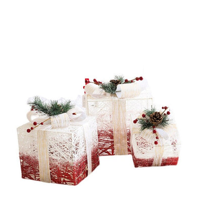 Kit De 3 Caixas De Presente De Natal Neve