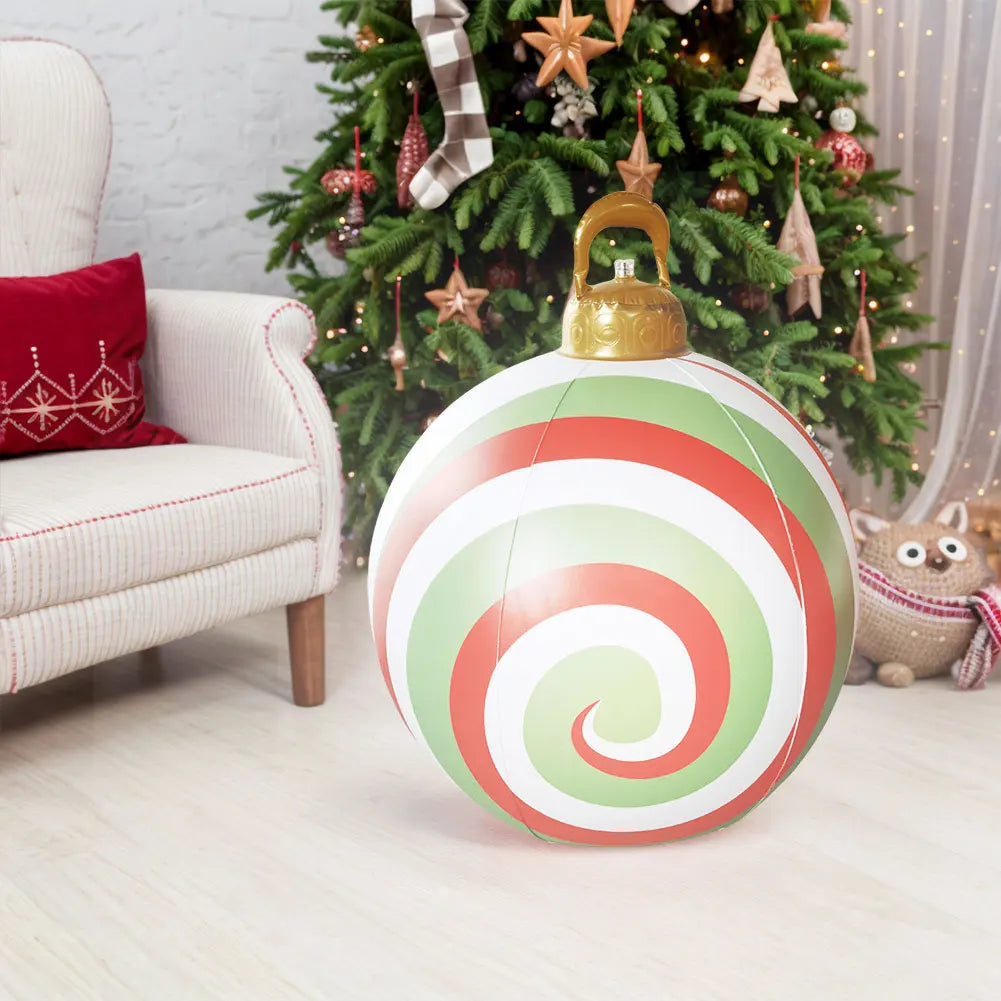 Grandes Bolas Infláveis de Natal, 24", Bola Inflável Gigante de PVC Decorada Natal e Bola