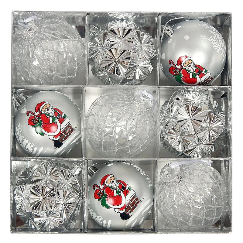 Bola de Natal 9 Peças Enfeites de Natal 3" Enfeites de Bola Natal Inquebrável Transparente