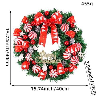 Guirlanda de Natal artificial e guirlanda de natal com flocos de Neve, coroa de 40CM