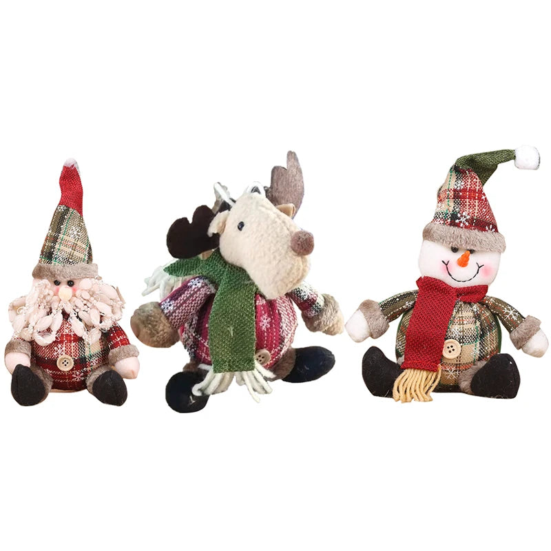 Kit boneco Papai Noel Boneco de Neve Rena Natal Boneco de Natal em pé - boneca retrátil