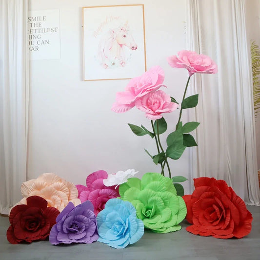 Simulação Peônia Flor , Foto Adereços Janela Exibição Artificial e Gigante 50cm Flores