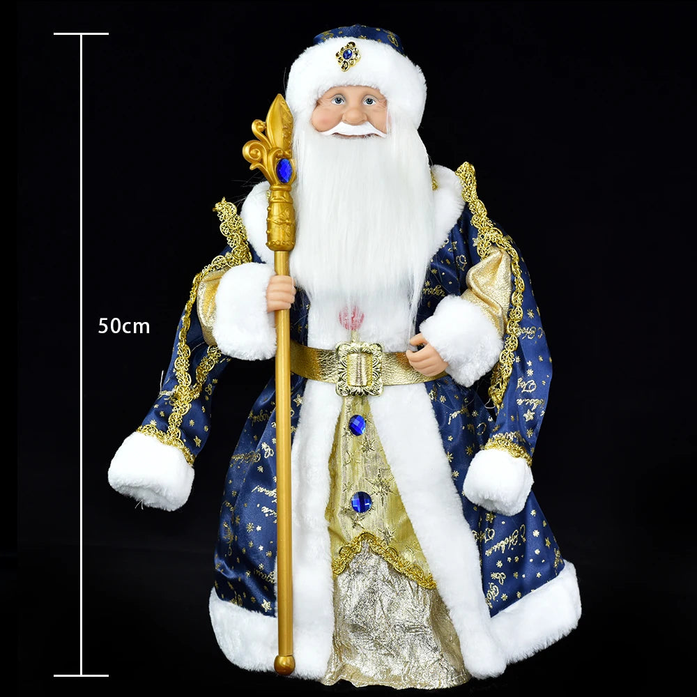 Papai Noel Grande Muñeco Cajado Azul Claro Figura do Papai Noel Ded Moroz Natalino
