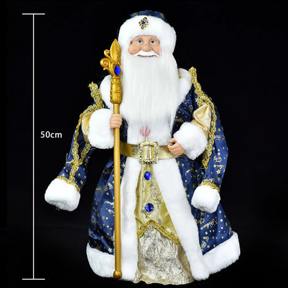 Papai Noel Grande Muñeco Cajado Azul Claro Figura do Papai Noel Ded Moroz Natalino