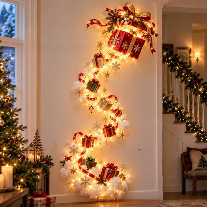 Luminária de Parede Caminho Mágico de Natal, Decoração de Parede com Cena Natalina em LED 3D Brilhante