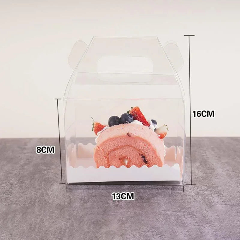 Caixa de bolo transparente com alça caixa de embalagem de rolo de bolo cupcake