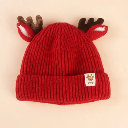 Gorro infantil de tricô para inverno, gorro macio e quente para bebês com chifre
