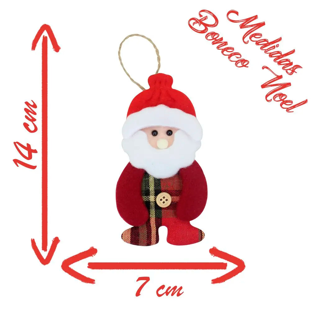 Kit 1 Peças Enfeite Árvore Natal Pendente Papai Noel Boneco de Neve 14cm Ornamento