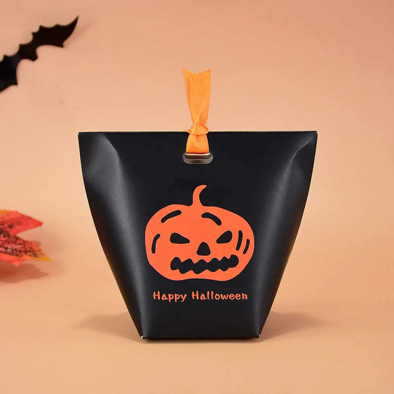 Bolsa de abóbora de Halloween, 10 peças, bolsa de doces, bolsa de doces divertida laranja
