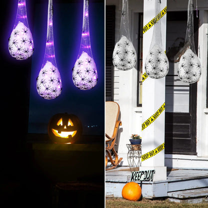 Decoração de Halloween, 1 peças de sacos de ovos de aranha luminosos pendurados