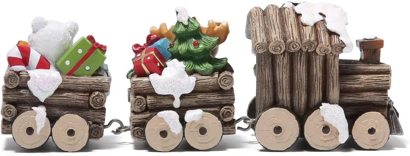 Trem de madeira com personagens de Natal Decoração de Natal Decoração Casa Interior