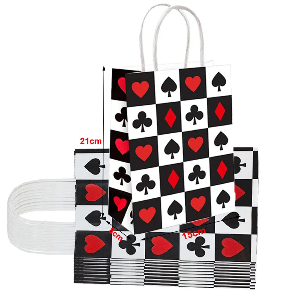 Bandejas de comida de papel festa de cassino, preto, vermelho, estampado e descartável