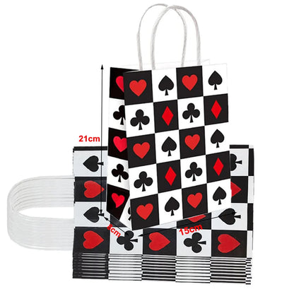 Bandejas de comida de papel festa de cassino, preto, vermelho, estampado e descartável