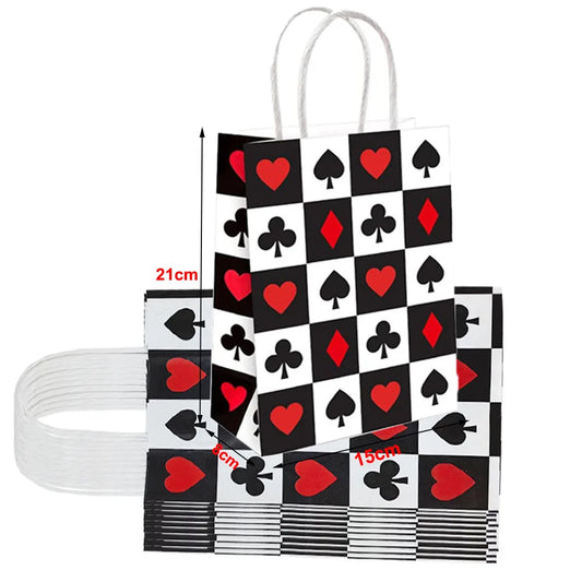 Bandejas de comida de papel festa de cassino, preto, vermelho, estampado e descartável