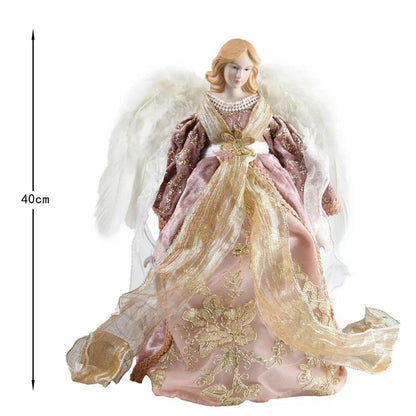 Anjo decorativo para árvore de natal enfeite de árvore de anjo Natal de 40,64cm com asas