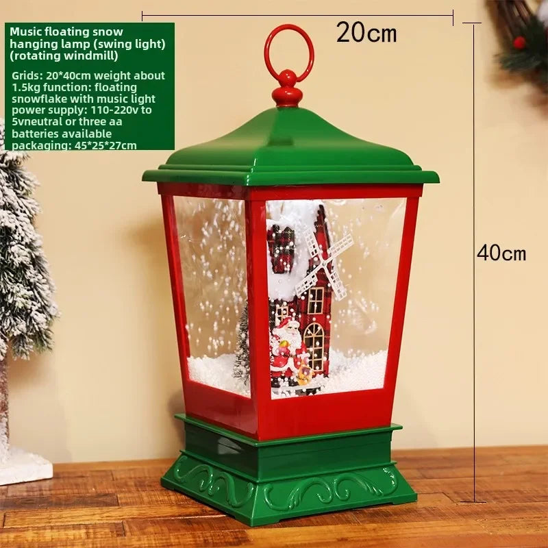Poste lanterna natal decorativa com luz LED poste decorativo papai Noel Natal Luz e Neve