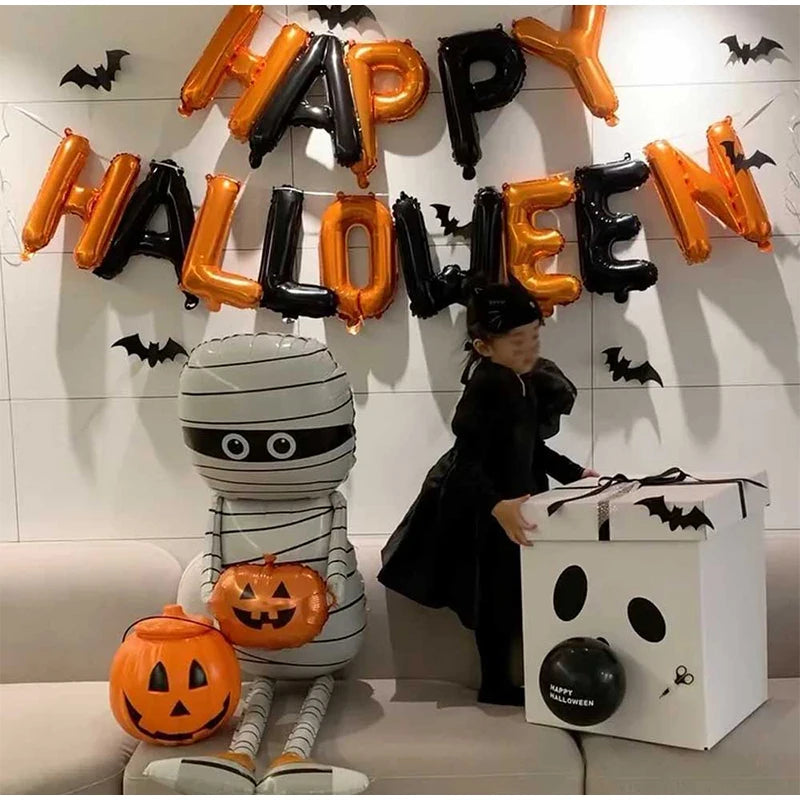 Balões grandes Halloween, conjunto independente balões grandes alumínio, abóbora