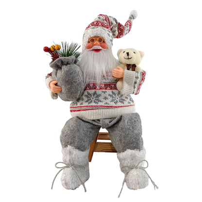 Boneco Papai Noel Casaco 30cm Enfeite Natalino Luxo Decoração Premium